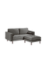 Sofa 2-pers. grå velour med puf Debra 182 cm